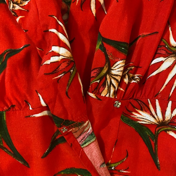 FOREVER 21 Red Hawaiian Print Tiki Rockabilly Summer Wrap Dress Size Small - Picture 5 of 7